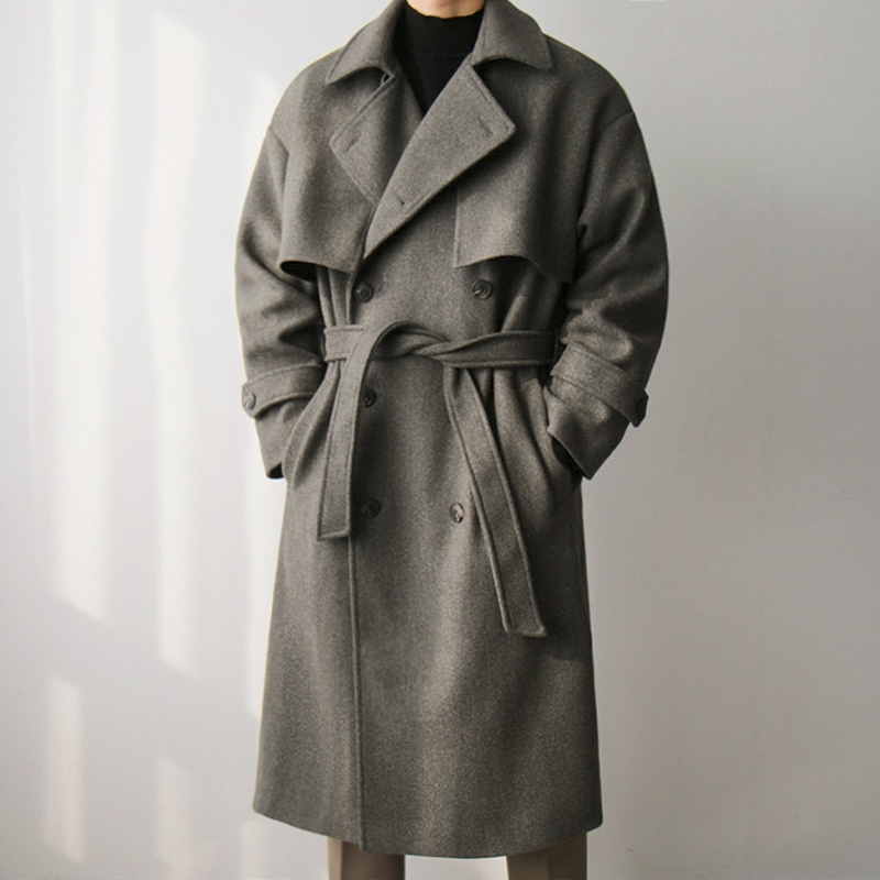boy Boy MYQ Wool For Men Winter Mid-Length Thickened Woolen Jacket Korean Style Trendy High-End Loose Trench Coat_voghion.com