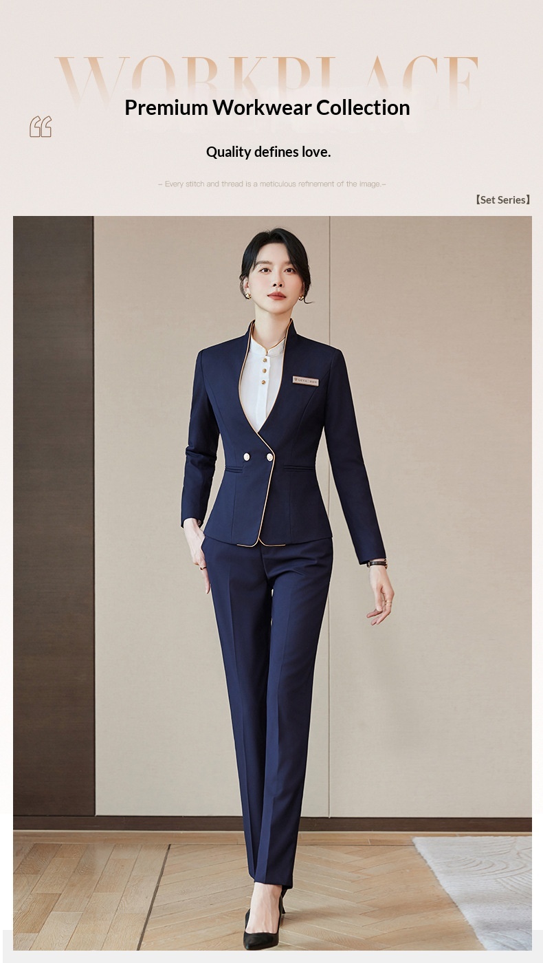 ChicShe 2025 Autumn Winter New Elegant Professional Suit Set For Women Flight Attendant Uniform Hotel Front Desk Reception Work_voghion.com