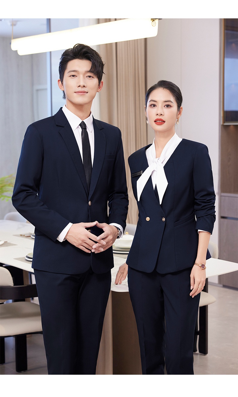 ChicShe Gray Professional Suit Set Unisex Hotel Front Desk Reception Manager Property Work Uniform_voghion.com