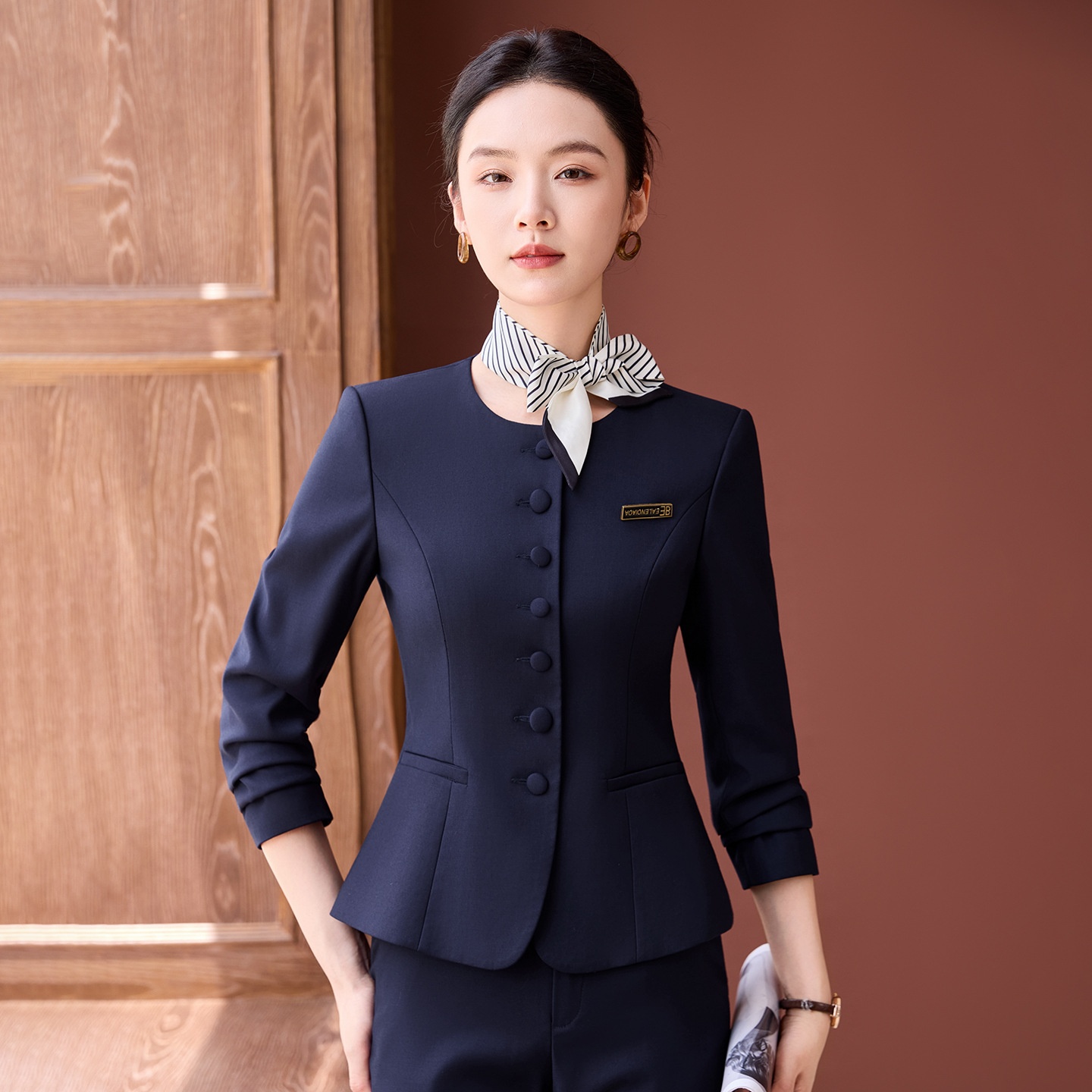 ChicShe Spring And Autumn Long Sleeve Suit Pants Women Professional High-end Fashion Slim Fit Navy Blue Sales Department_voghion.com
