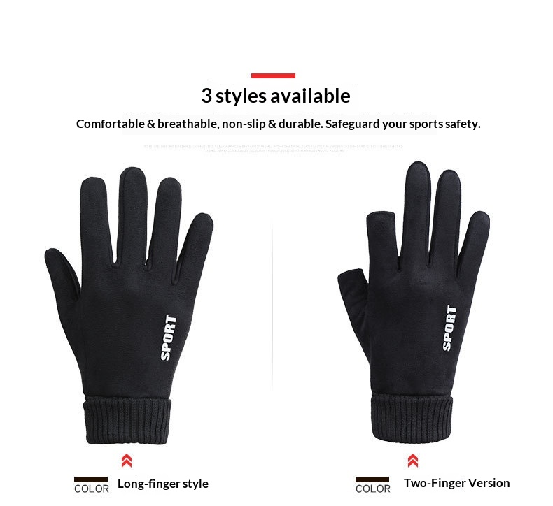 boy Boy Boy N034 Thermal Winter Outdoor Touchscreen Cycling Hand Protection Men's Suede Windproof Cold-Proof Gloves Derong_voghion.com