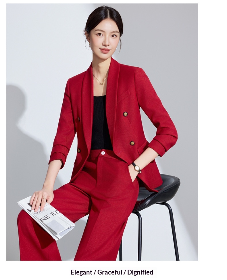 ChicShe Red Long Sleeve Blazer Women's Vest Pants Three-Piece Set Autumn Winter New Professional Fashion High-End Feel_voghion.com