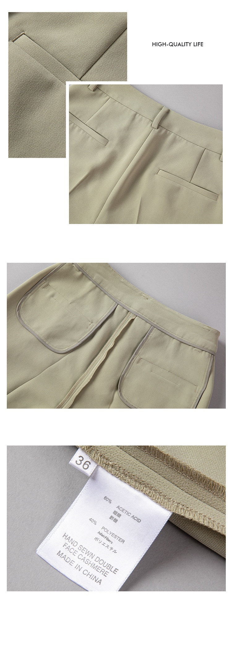 ChicShe Spring And Autumn New Light Green Acetate Small Blazer One Button Two-Piece Professional Suit Set Slim Pants Little_voghion.com