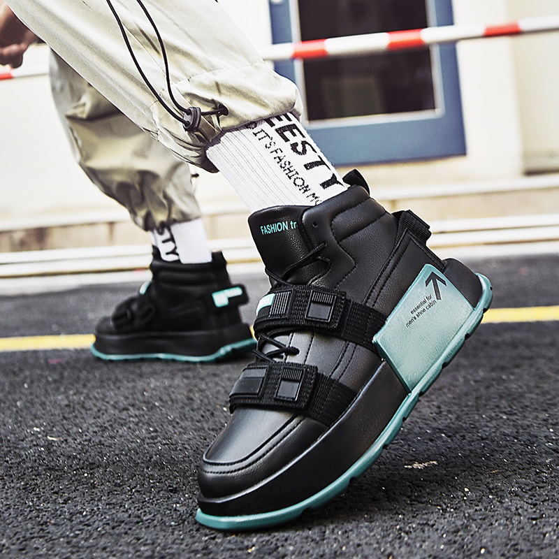 Glide Glide European Station High-Top Thick-Soled Martin Autumn Ins Casual Sneakers Motorcycle Boots Trendy Cycling Men's Shoes_voghion.com