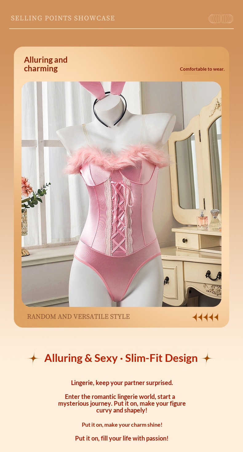 Eros Lab Lingerie Cute Bunny Girl Plush Bodysuit Fishnet Sexy Charming Passion Set Wholesale Temptation_voghion.com