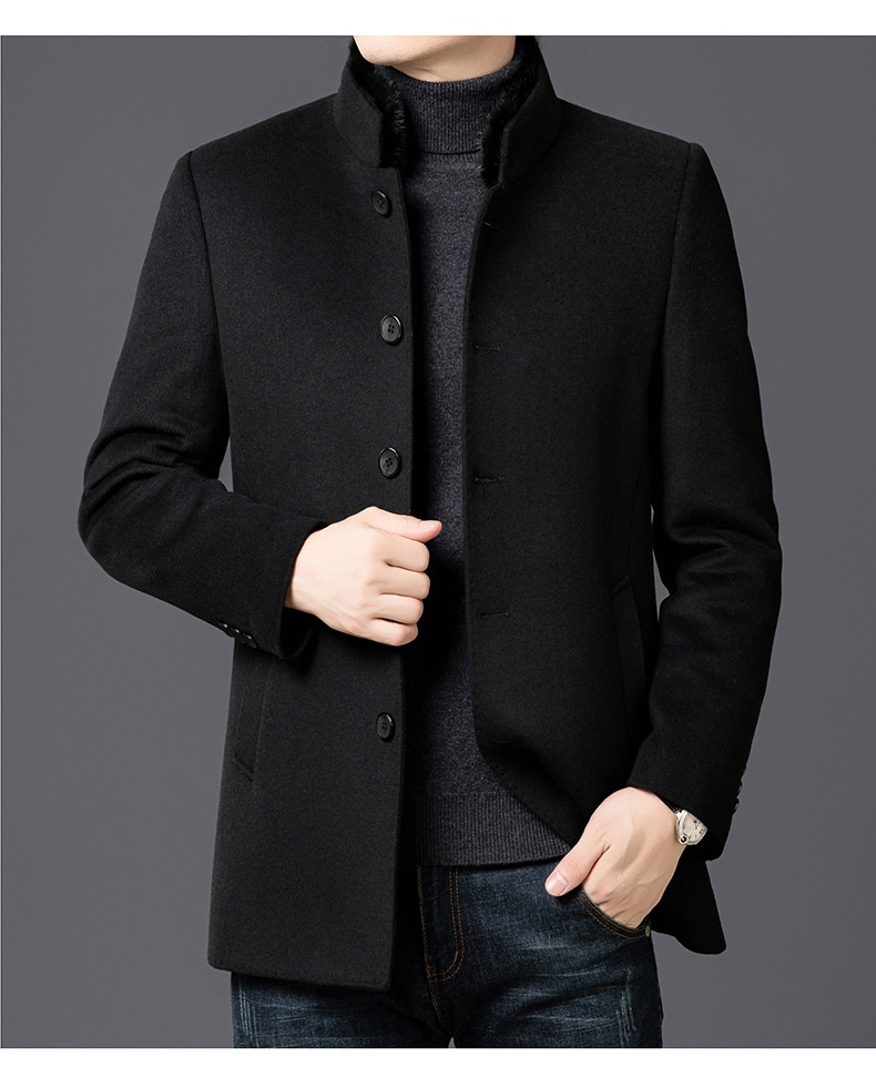 boy Boy Men's Wool Coa For Auumn And Winer, Business Casual, Middle-aged Dad, Wrinkle-Free, Warm, Down, Mink Fur Collar_voghion.com