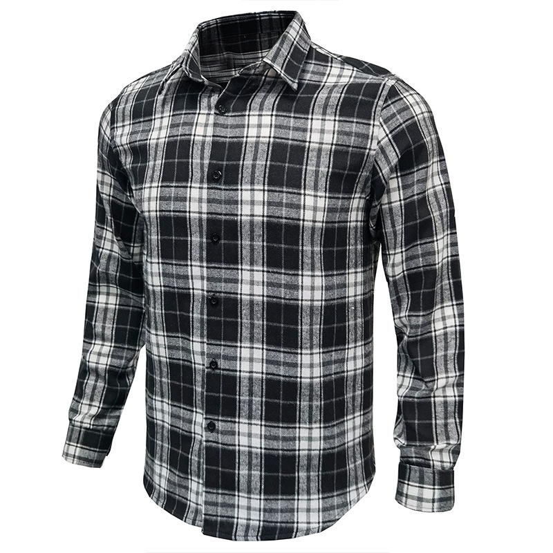 ForMen 2022 Cross-Border Loose Flannel Autumn Winter European And American Long Sleeve Plaid Casual Shirt Men's Style_voghion.com