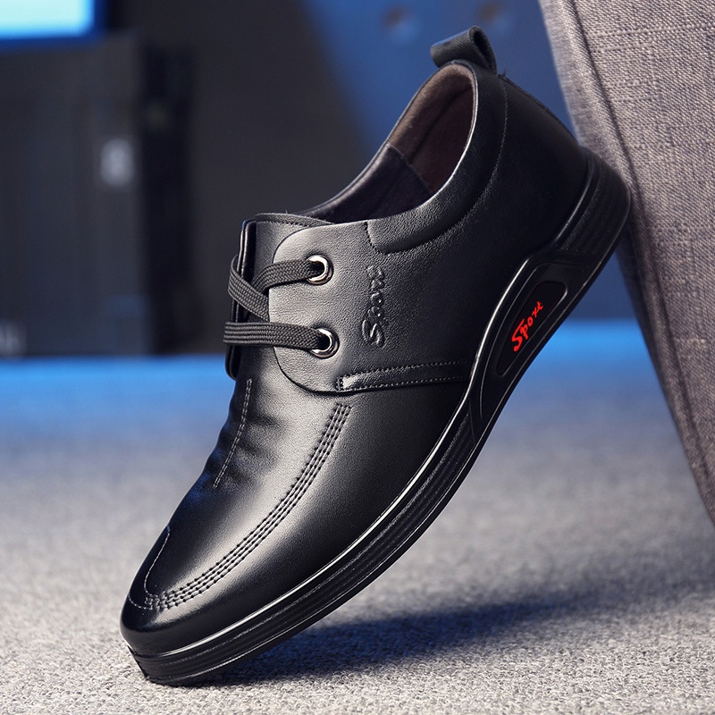 Glide Autumn Winter New Genuine Leather Casual Fashion Men's Wear-resistant Warm Fleece-lined Work Soft Sole Non-slip_voghion.com