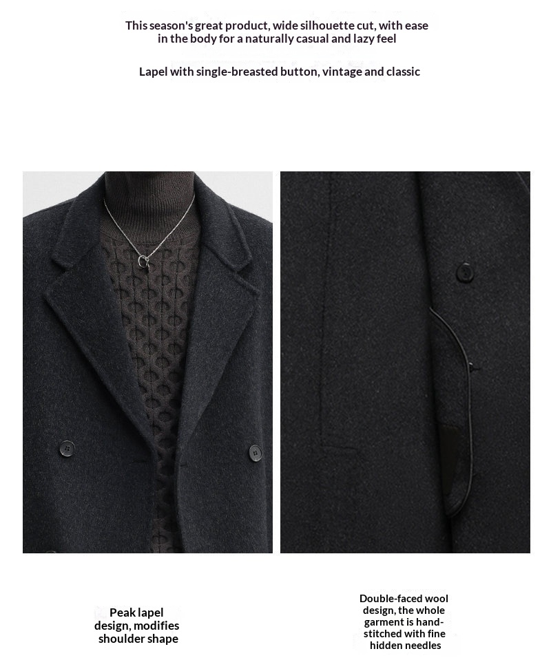 Boy Herren-Wollmantel Herbst/Winter 2025, doppelseitig, mittellang, mit Kragen, zweireihig, aus Wolle_voghion.com