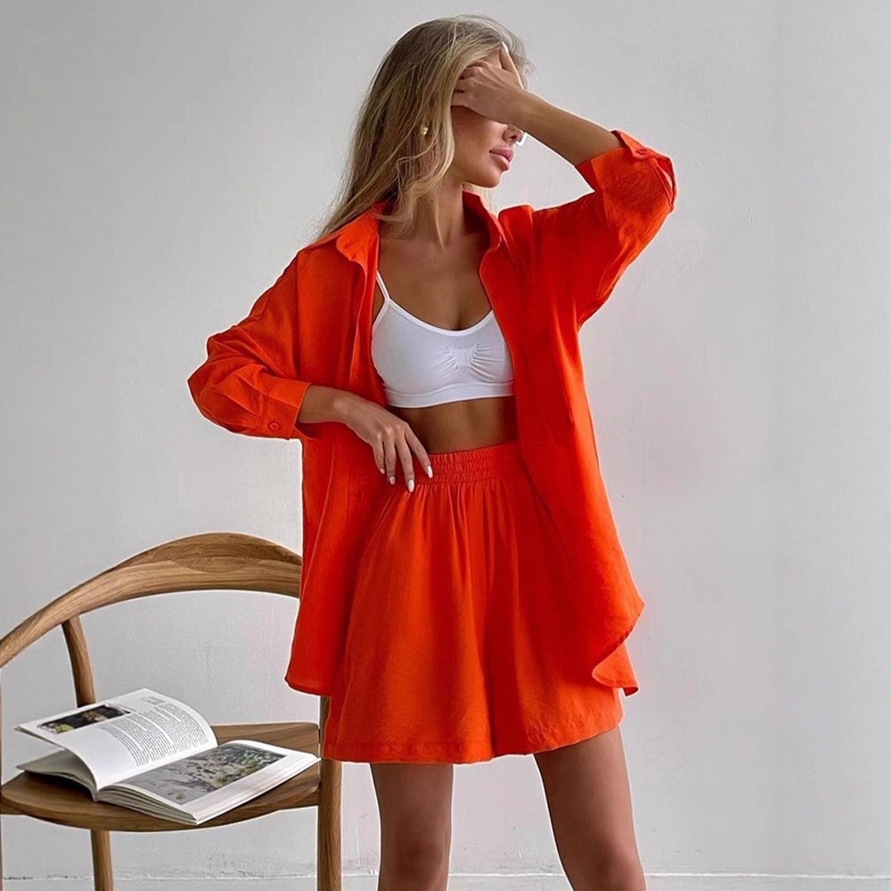 ChicShe Printemps 2024 Nouvelle chemise unie à manches longues, style européen et américain, coupe ample et décontractée_voghion.com