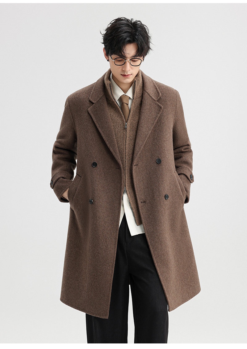 Boy Herren-Wollmantel Herbst/Winter 2025, doppelseitig, mittellang, mit Kragen, zweireihig, aus Wolle_voghion.com