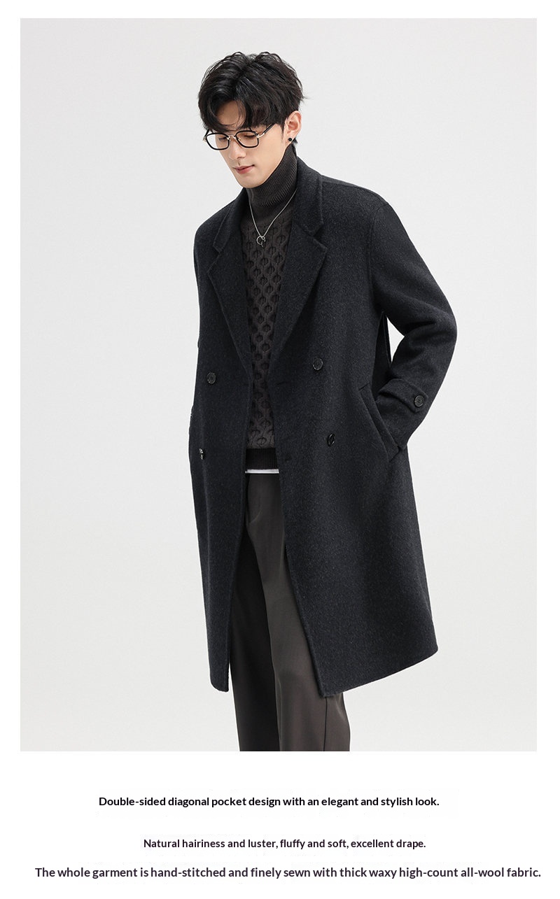 Boy Herren-Wollmantel Herbst/Winter 2025, doppelseitig, mittellang, mit Kragen, zweireihig, aus Wolle_voghion.com