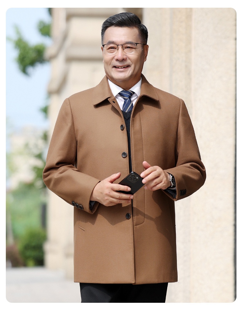boy Boy Autumn Winter Mid-Length Slim Fit For Middle-Aged Men, Korean Style Men's Wool Trench Coat_voghion.com