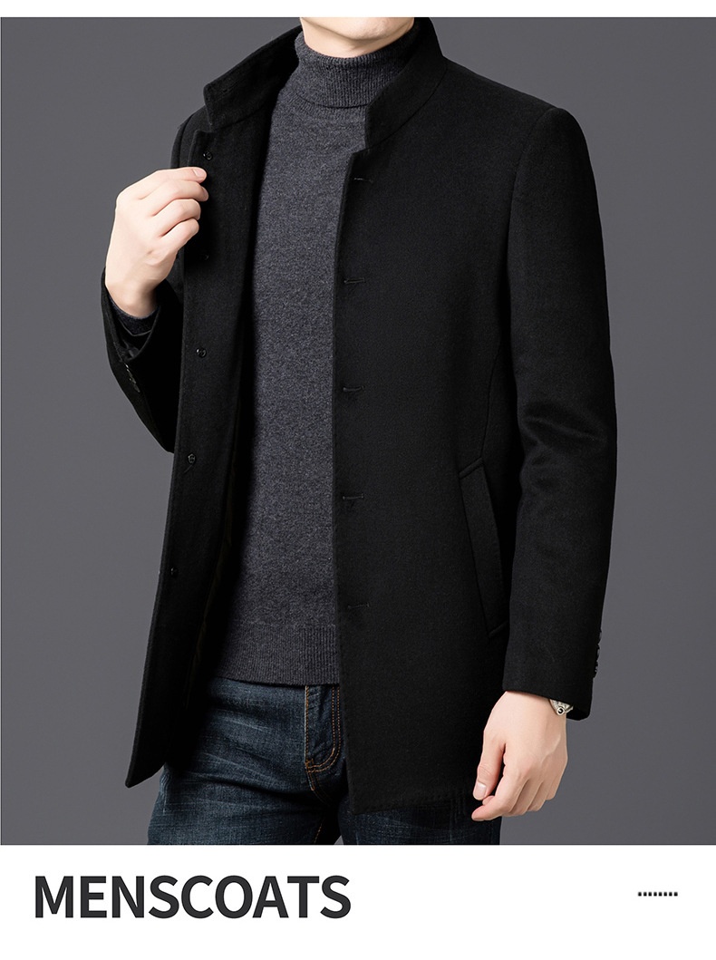 boy Boy Men's Wool Coa For Auumn And Winer, Business Casual, Middle-aged Dad, Wrinkle-Free, Warm, Down, Mink Fur Collar_voghion.com