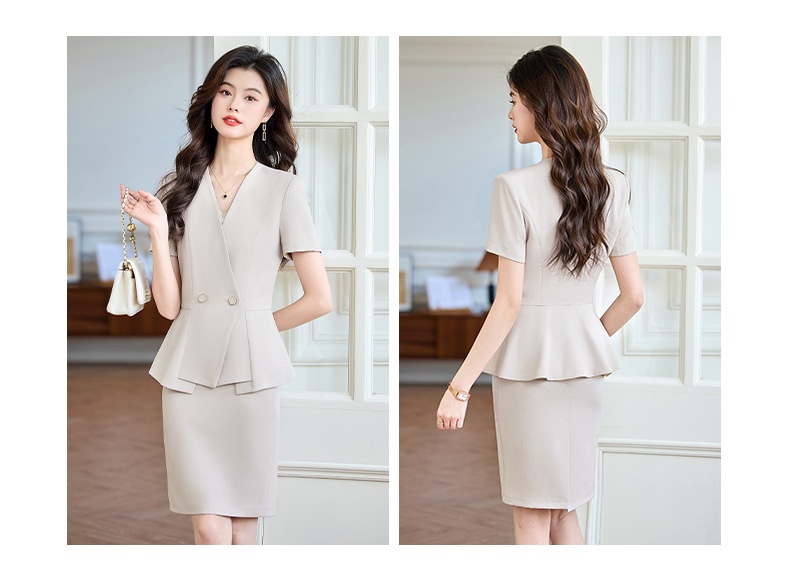 ChicShe Short Sleeve V-Neck Blazer Women's Pants Skirt Professional Casual Summer Two-Piece Set 2025 New Style_voghion.com