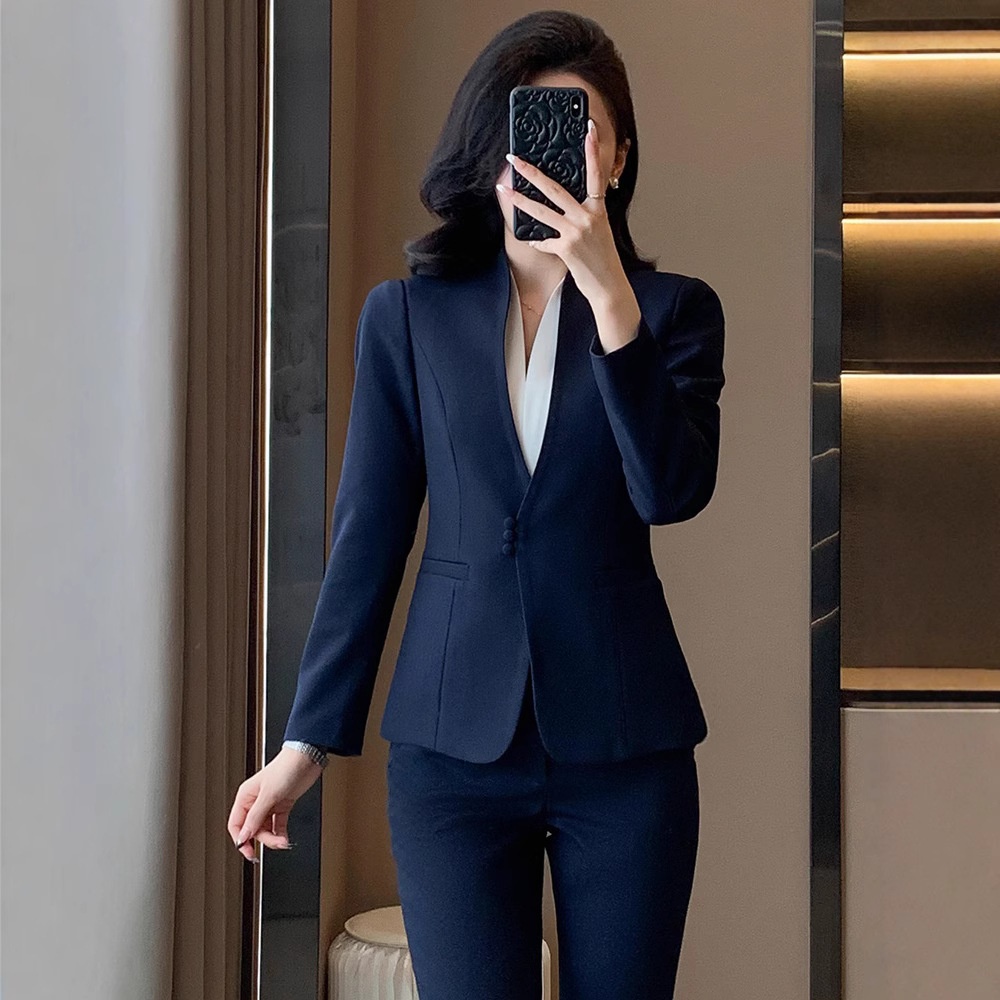 ChicShe Blazer For Women 2025 New Professional Wear Elegant Workwear Suit Front Desk Customer Service Sales Department Uniform_voghion.com