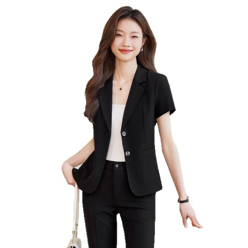 ChicShe Fashion Trendy Elegant Slim Fit Jewelry Beautician Front Desk Workwear 2025 Summer Short Sleeve Formal Suit_voghion.com