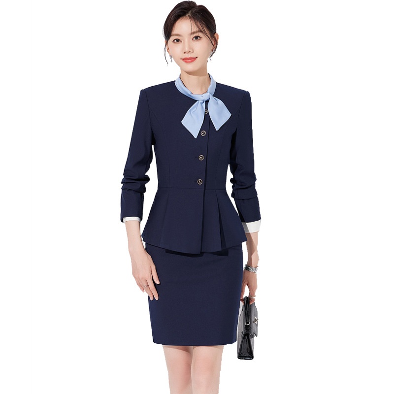 ChicShe 2025 Spring Autumn New Long Sleeve Professional Suit Set Women With Elegant Bow Tie For Hotel Front Desk And Beauty_voghion.com