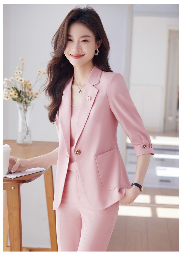 ChicShe 2024 Spring Summer New Professional Wear Women's High-end Mid-sleeve Suit Set Elegant Jewelry Hotel Beautician Uniform_voghion.com