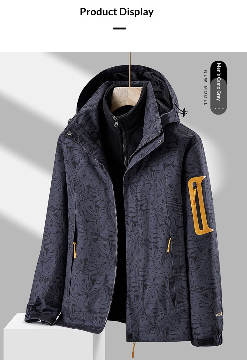 boy Boy Robo Outdoor 3-in-1 For Men And Women, Couple's Large Size Hiking Suit With Fleece, Warm Three-Piece Set Jacket_voghion.com