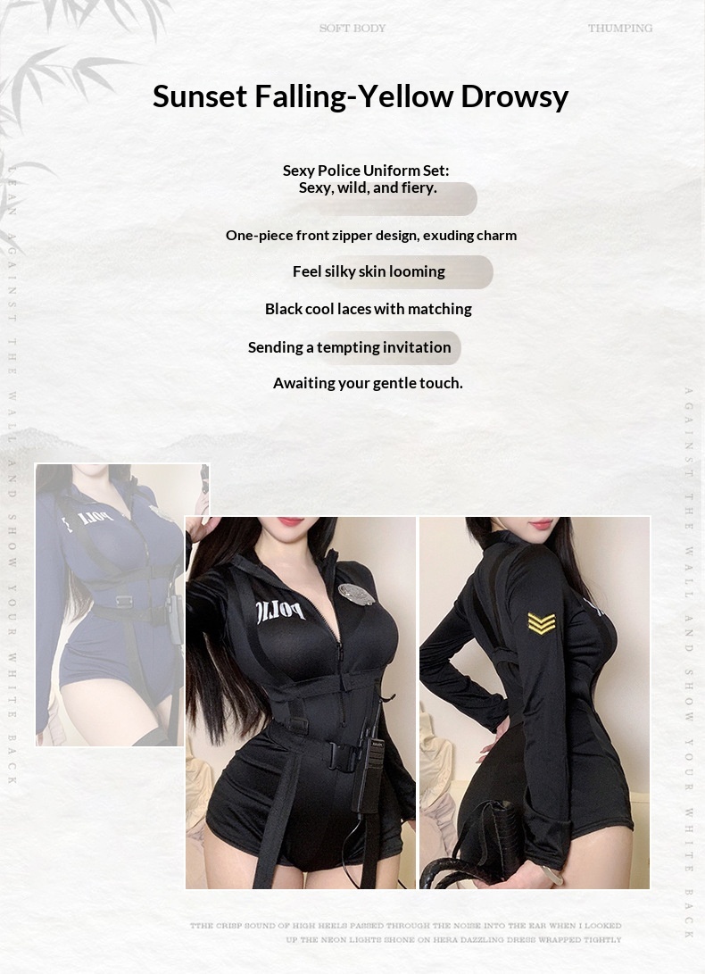 Eros Lab Halloween-Nachtclub-Polizistin-Cosplay-Uniform-Set, sexy Dessous, verführerische Abstinenz, europäischer und amerikanischer Stil_voghion.com