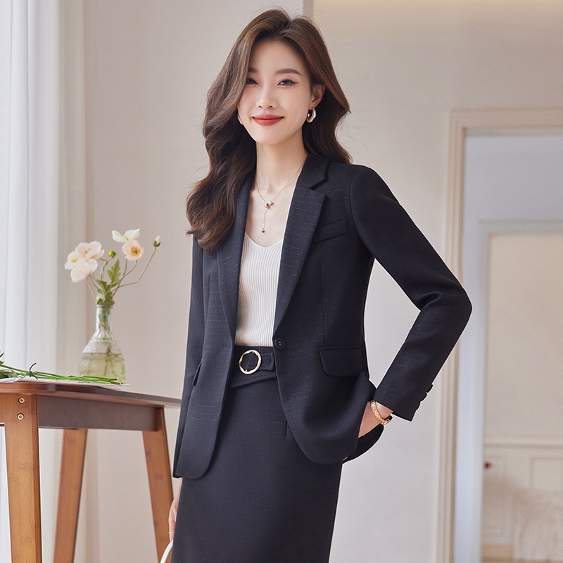 ChicShe Elegant And Small Jacket For Women OL Pink Suit Skirt High-Waisted Professional Two-Piece Set_voghion.com