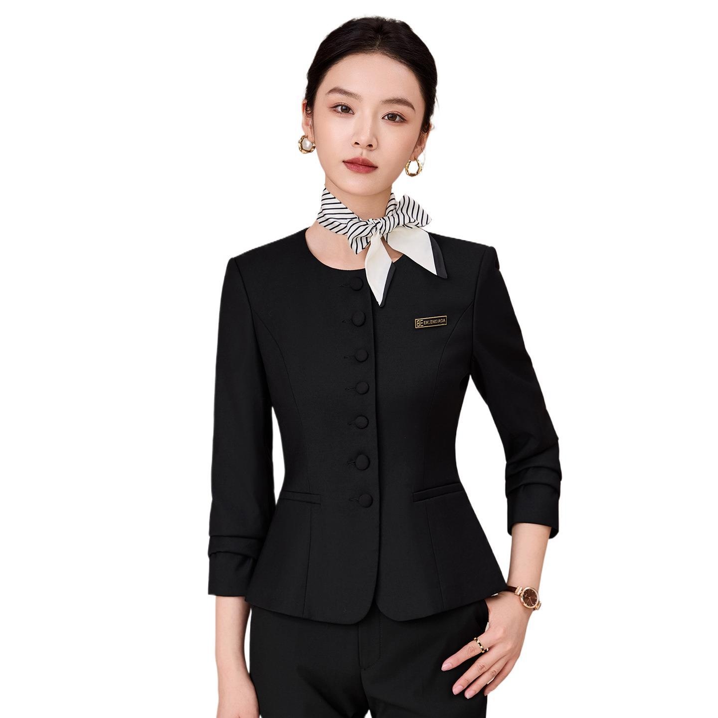 ChicShe Spring And Autumn Long Sleeve Suit Pants Women Professional High-end Fashion Slim Fit Navy Blue Sales Department_voghion.com