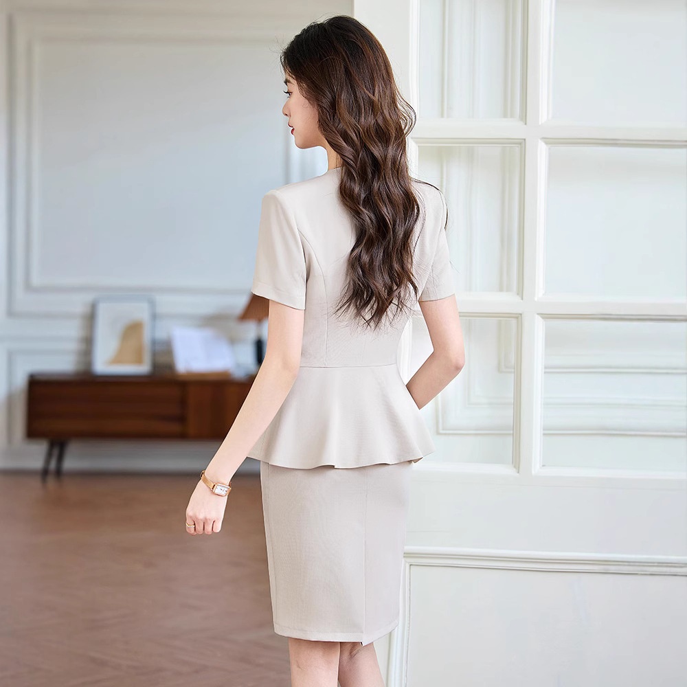 ChicShe Short Sleeve V-Neck Blazer Women's Pants Skirt Professional Casual Summer Two-Piece Set 2025 New Style_voghion.com