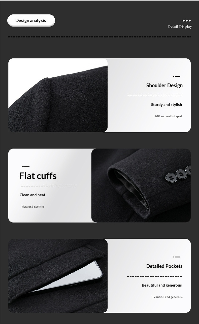 boy Boy Men's Wool Coa For Auumn And Winer, Business Casual, Middle-aged Dad, Wrinkle-Free, Warm, Down, Mink Fur Collar_voghion.com