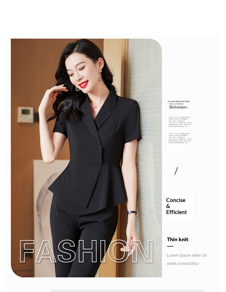 ChicShe Tenue d'été professionnelle à manches courtes, élégante et féminine, style déesse, tailleur pour bijouterie et salon de beauté._voghion.com