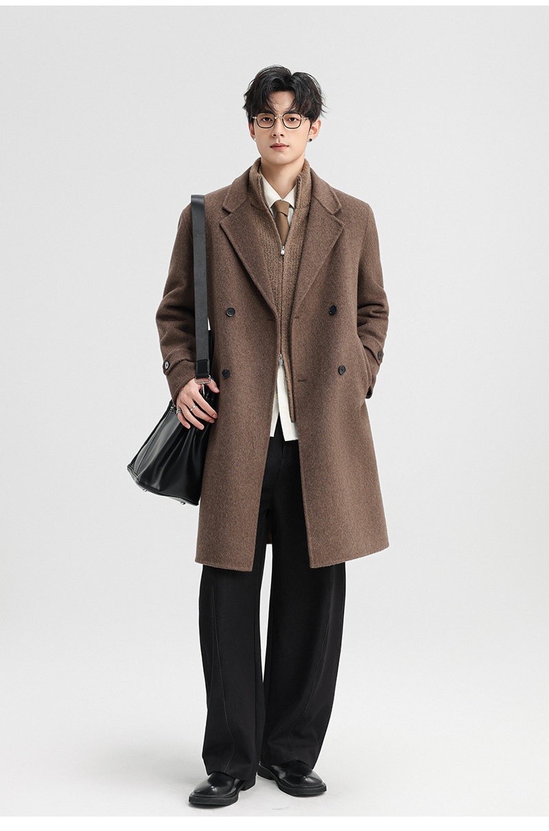 Boy Herren-Wollmantel Herbst/Winter 2025, doppelseitig, mittellang, mit Kragen, zweireihig, aus Wolle_voghion.com