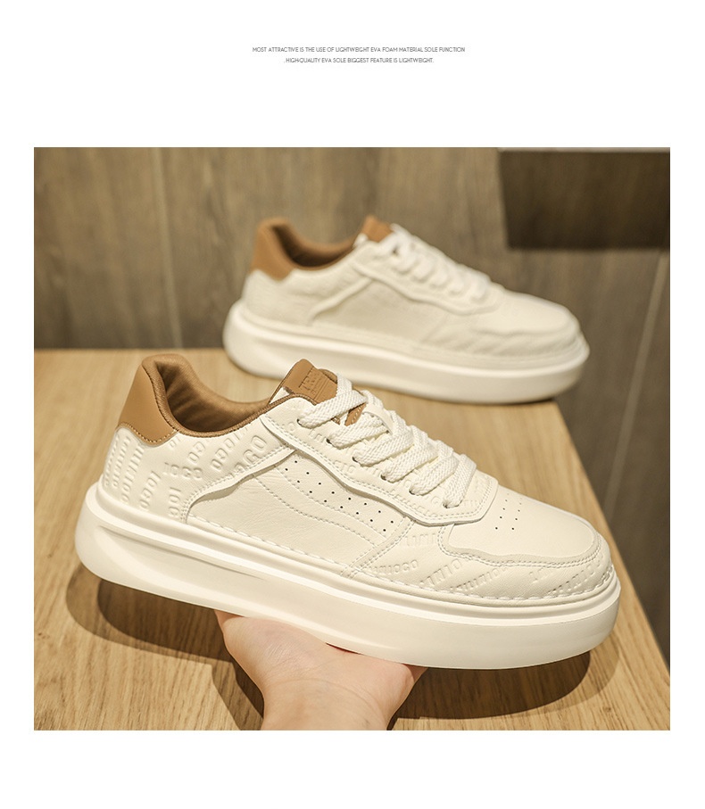 Glide European Suit British Style Thick-Soled White Autumn Breathable Thin Non-Slip Men's Trendy Shoes_voghion.com