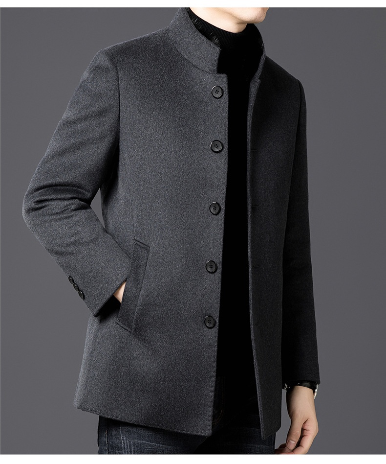 boy Boy Men's Wool Coa For Auumn And Winer, Business Casual, Middle-aged Dad, Wrinkle-Free, Warm, Down, Mink Fur Collar_voghion.com