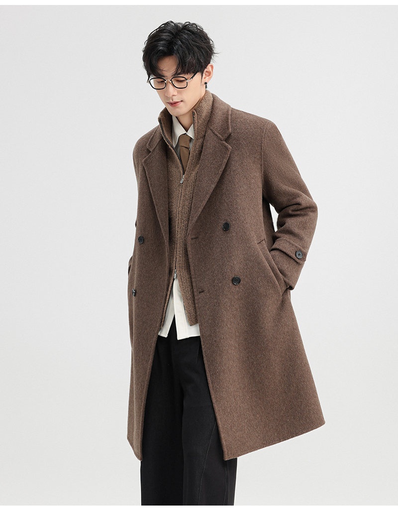 Boy Herren-Wollmantel Herbst/Winter 2025, doppelseitig, mittellang, mit Kragen, zweireihig, aus Wolle_voghion.com