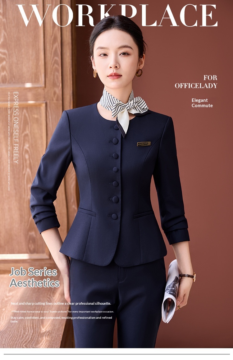 ChicShe Spring And Autumn Long Sleeve Suit Pants Women Professional High-end Fashion Slim Fit Navy Blue Sales Department_voghion.com