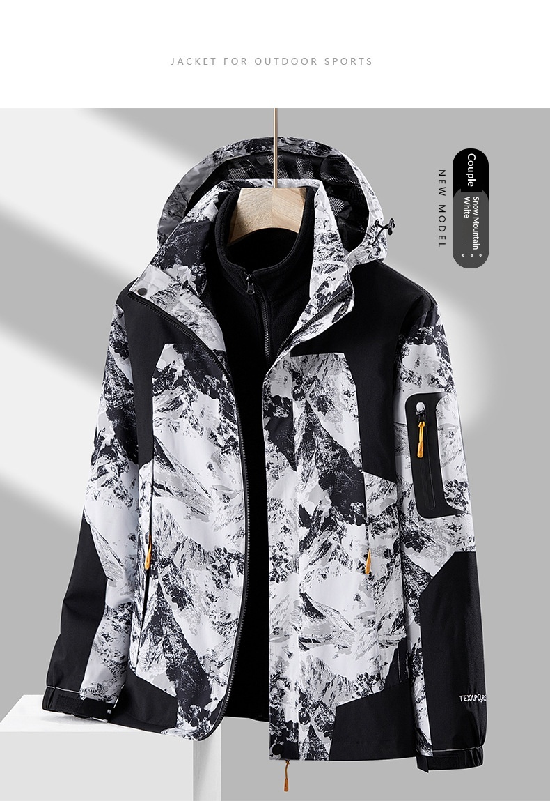 boy Boy Robo Outdoor 3-in-1 For Men And Women, Couple's Large Size Hiking Suit With Fleece, Warm Three-Piece Set Jacket_voghion.com