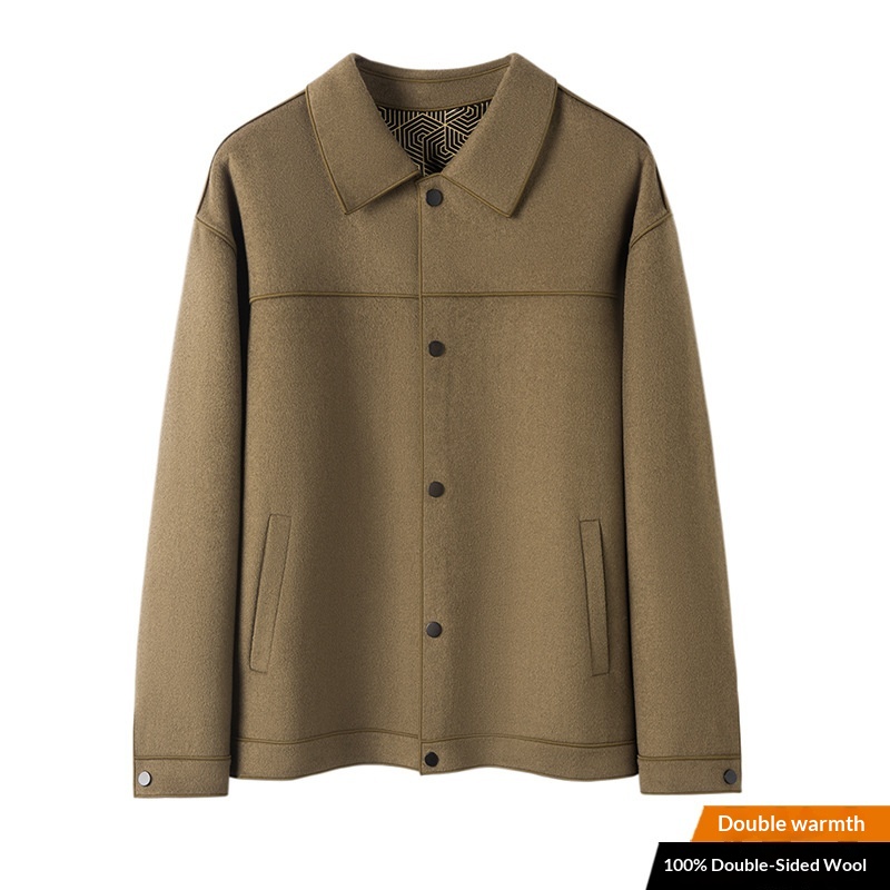 boy Boy 100% Autumn Winter Cashmere Executive Jacket Men's Short Lapel Wool Double-Sided Coat_voghion.com