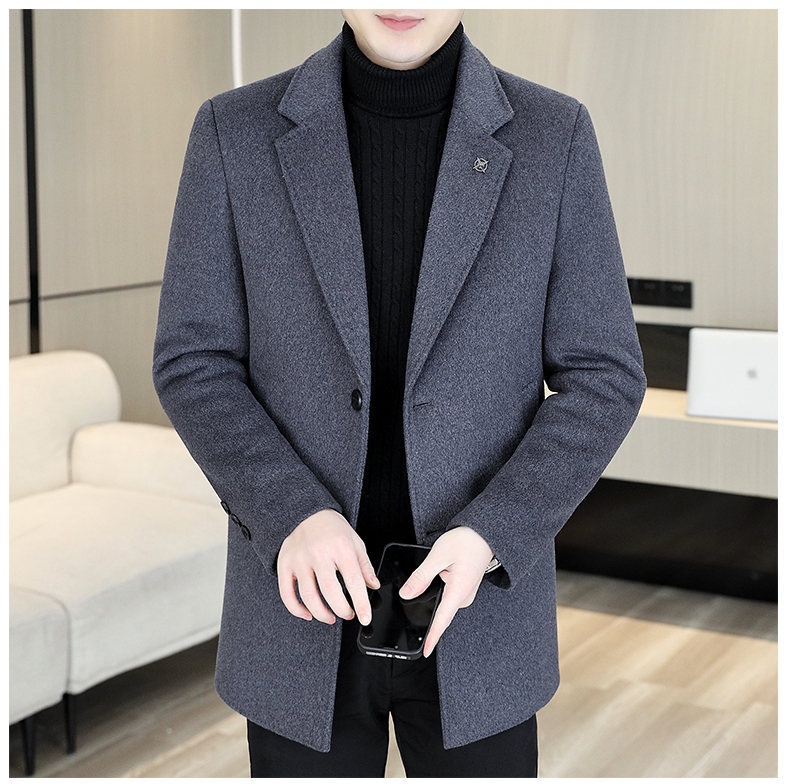 boy Boy Klonti - Autumn Winter Mid-Length Men's Wool With Turn-Down Collar Trench Coat D6609-p135_voghion.com