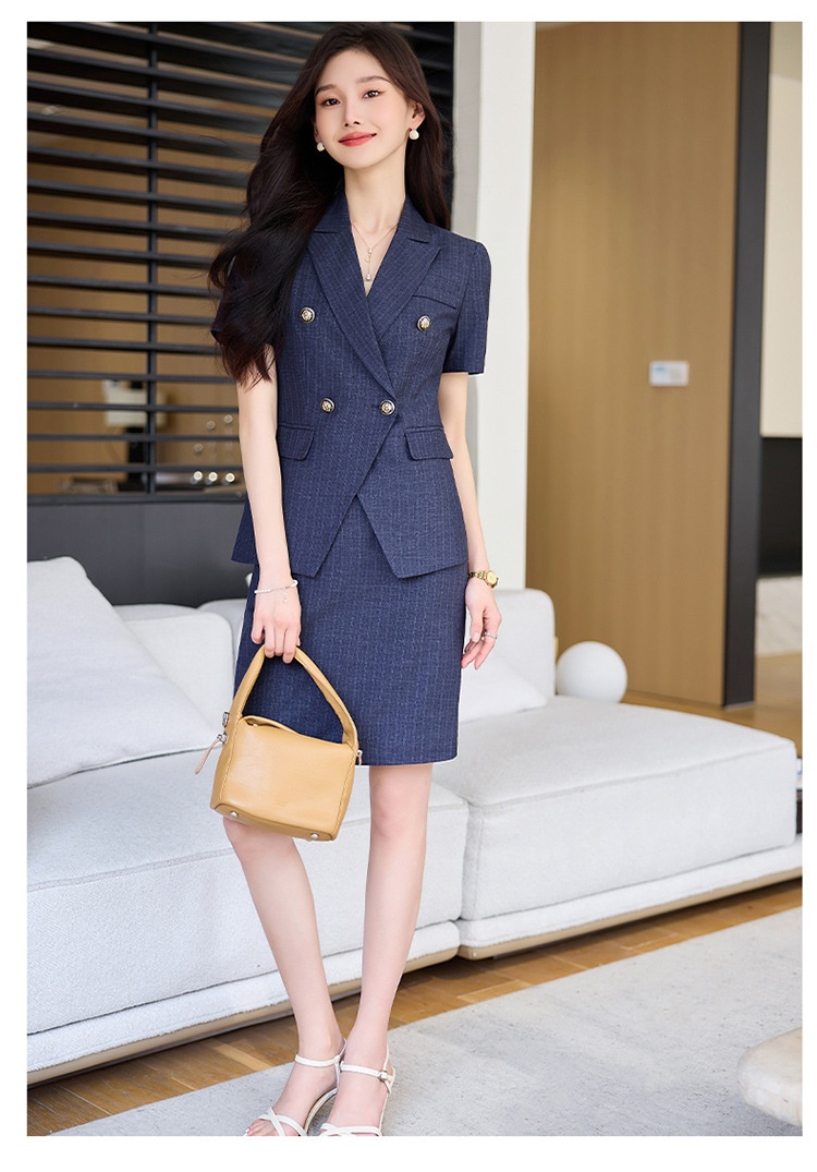 ChicShe High-End Striped Suit Set For Women Summer 2025 New Professional Formal Wear Elegant Hotel Manager Workwear Blazer_voghion.com