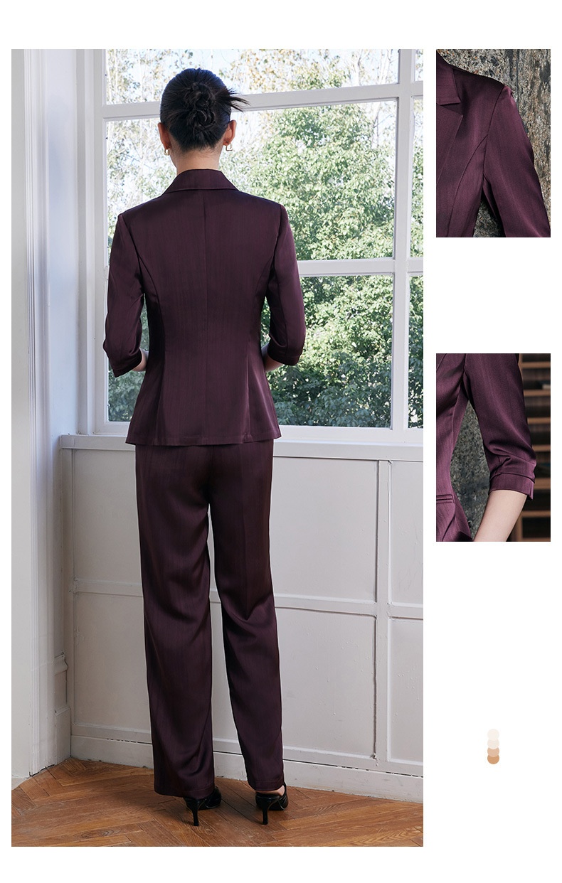 Blazer in raso acetato di alta qualità, manica a tre quarti, a righe, per donna, primavera ed estate, nuovo e professionale, ChicShe_voghion.com