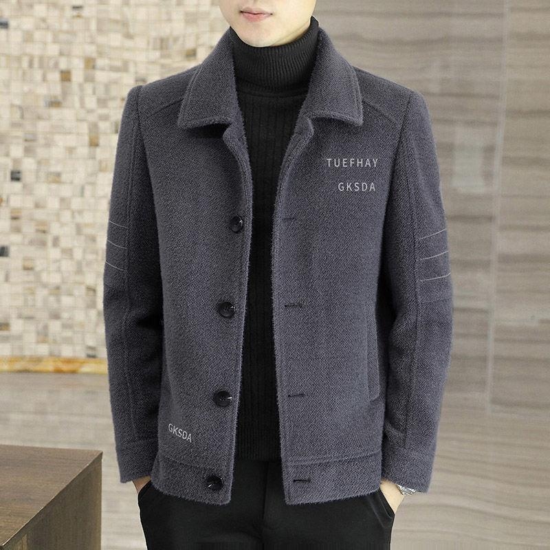 boy Boy 2025 New Men's Short Autumn Winter Woolen Jacket Thickened Casual Trench Coat_voghion.com