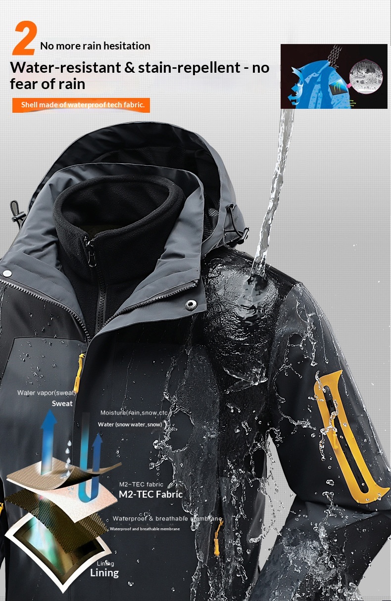 boy Boy Robo Outdoor 3-in-1 For Men And Women, Couple's Large Size Hiking Suit With Fleece, Warm Three-Piece Set Jacket_voghion.com