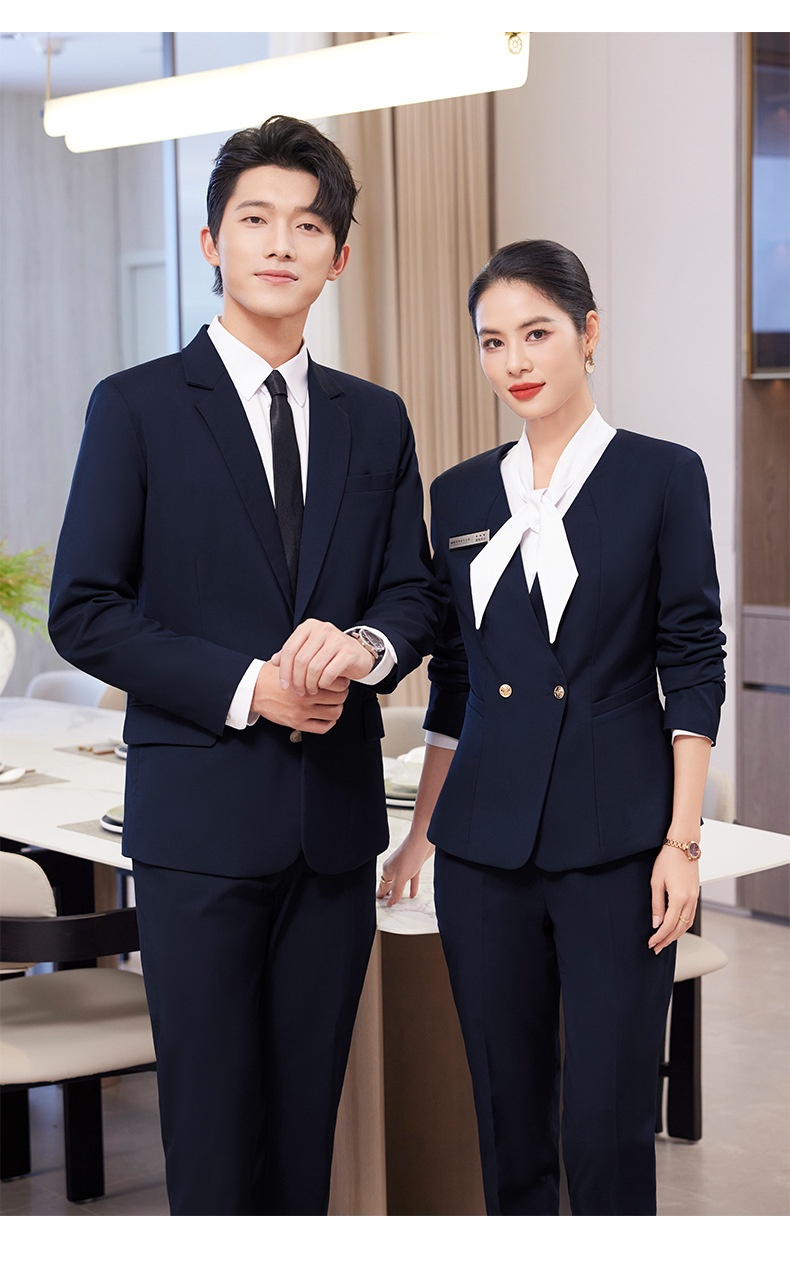 ChicShe Gray Professional Suit Set Unisex Hotel Front Desk Reception Manager Property Work Uniform_voghion.com