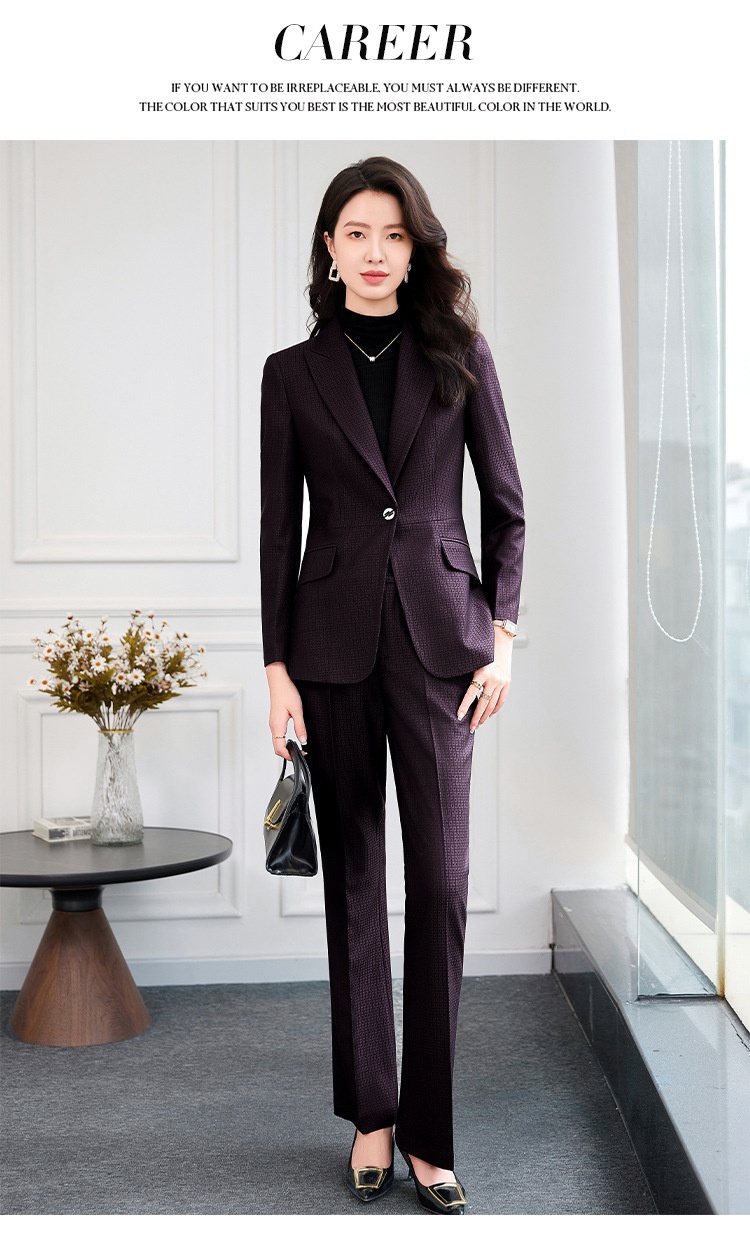 ChicShe Plaid Single Button Elegant Professional Suit Women's Formal Outfit Pants Long Sleeve Workplace Winter Temperament 2529_voghion.com