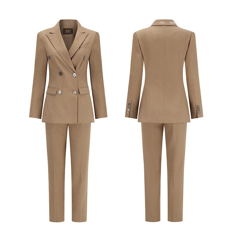 ChicShe Spring And Autumn Khaki Double-Breasted British Style Professional Women's Long Sleeve Suit, Elegant Female Executive_voghion.com