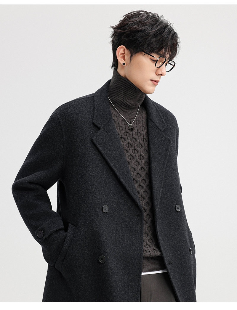 Boy Herren-Wollmantel Herbst/Winter 2025, doppelseitig, mittellang, mit Kragen, zweireihig, aus Wolle_voghion.com