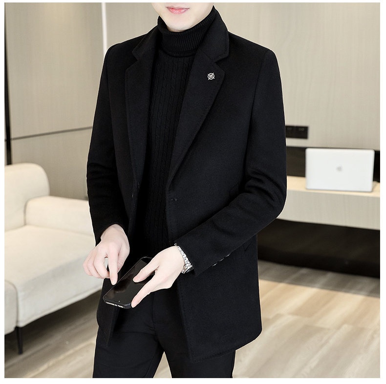 boy Boy Klonti - Autumn Winter Mid-Length Men's Wool With Turn-Down Collar Trench Coat D6609-p135_voghion.com