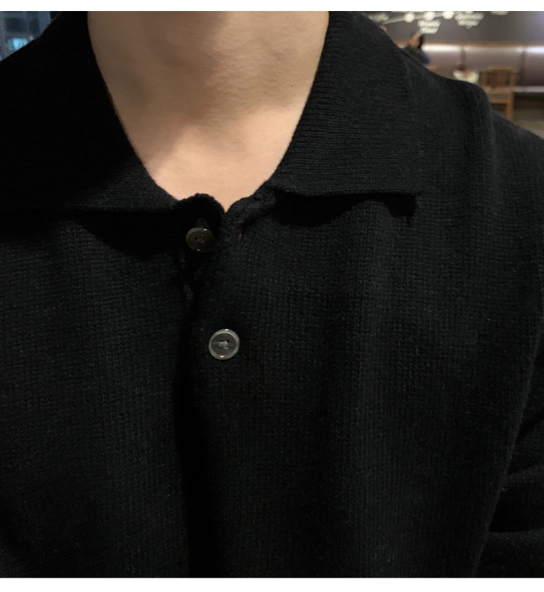 Boy Boy ASCLO New Dongdaemun Korean Clothing Turn-down Sweater Men's Designer Polo Collar Skinfriendly Loose Autumn Casual_voghion.com