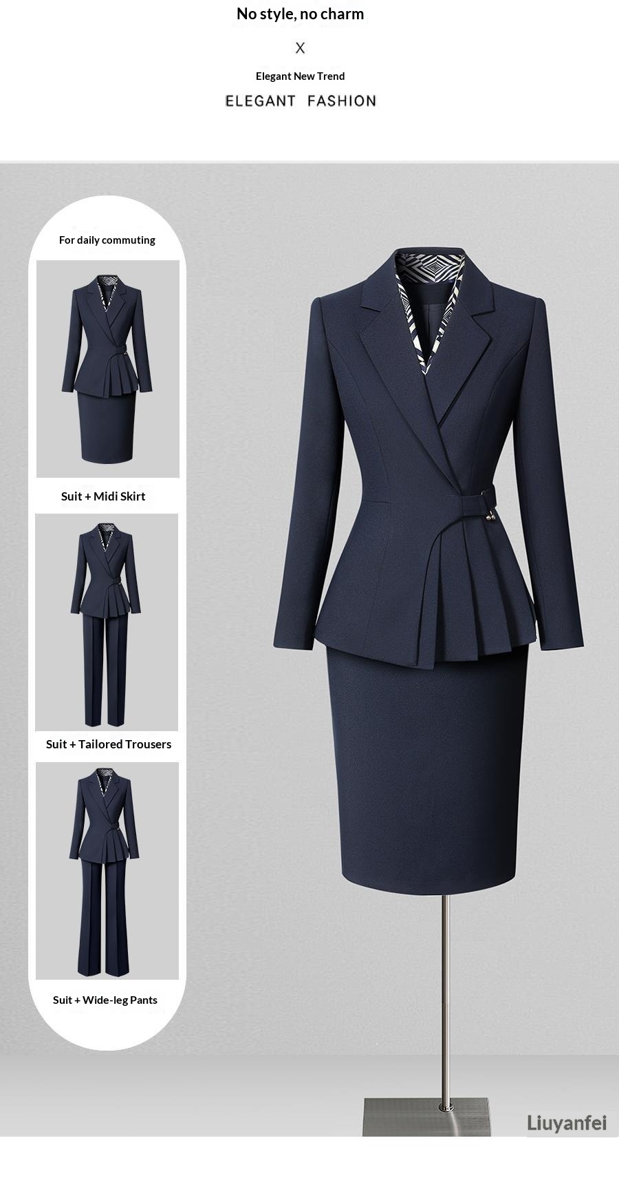 ChicShe Professional Suit Set Women, Commuting Fashion, Elegant Waist-Cinching, Suitable For Jewelry Store And Hotel Manager,_voghion.com