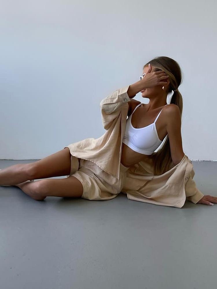 ChicShe Printemps 2024 Nouvelle chemise unie à manches longues, style européen et américain, coupe ample et décontractée_voghion.com